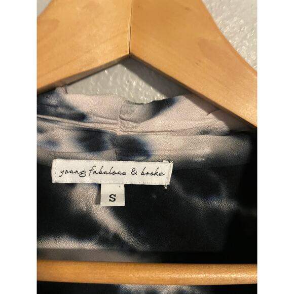 Young Fabulous & Broke Cardigan Womens Small Tie Dye Open Front Boho Rayon Sweat - Picture 2 of 8